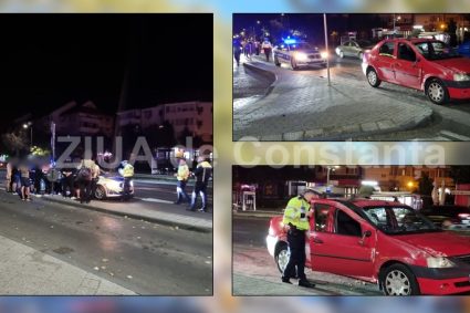 Accident rutier, in Constanta! Un Logan s-a rasturnat, in zona Delfinariu (FOTO)