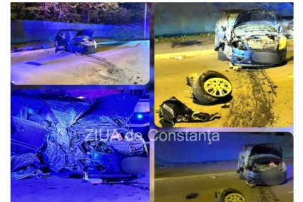 Accident rutier in Constanta! O masina a intrat intr-un stalp (FOTO+VIDEO)