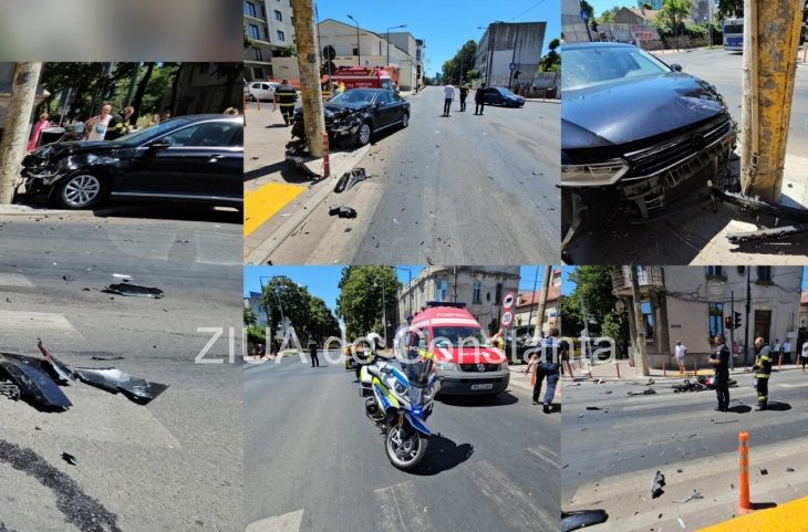 Știri Constanta: Accident rutier la intersectia strazii Mihai Viteazu cu bulevardul Ferdinand (GALERIE FOTO+VIDEO)