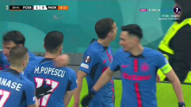 FCSB -0, ACUM! Juri Cisotti deschide scorul în minutul 30. Campioana domină autoritar