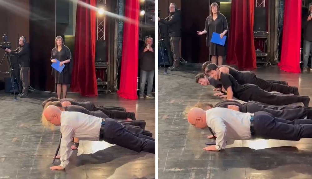 Emil Boc a făcut flotări alături de sportivi de performanță. Câte a reușit să execute