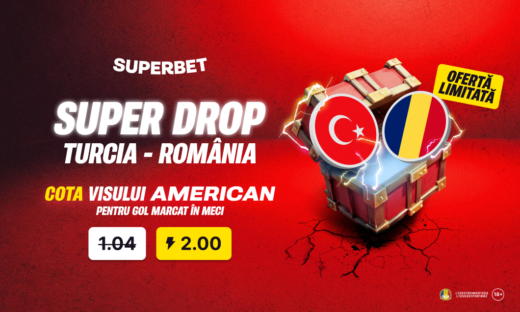 (P) Super Drop marca Superbet: cotă 2.00 pe gol marcat în Turcia