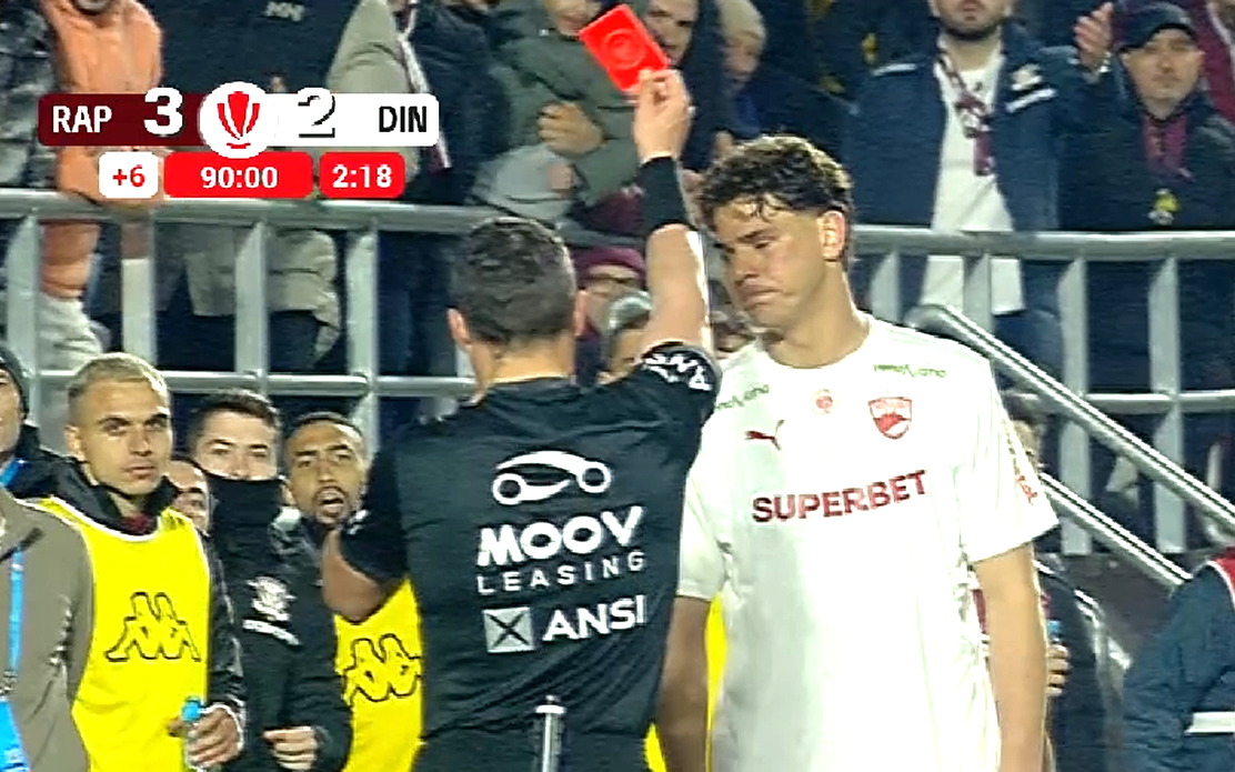 Istvan Kovacs i-a dat roșu lui Matteo Duțu, în Rapid -2! Verdictul lui Marius Avram