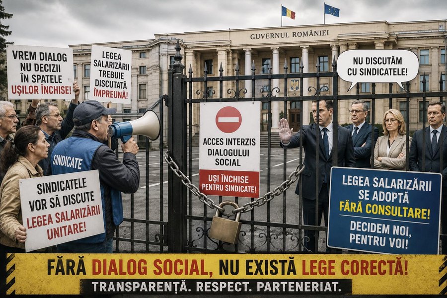 Război total pe legea salarizării bugetarilor. Sindicatele amenință cu plângeri la Bruxelles și blocarea tranșelor din PNRR